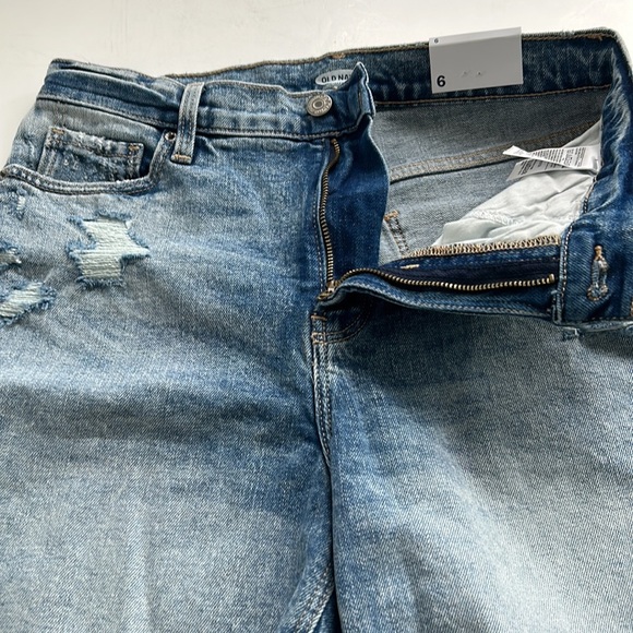 NWT Old Navy high waisted zip closure distressed faded blue 7” jean short cutoff - Picture 6 of 15